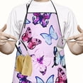 thumbnail image 2 of Pink Butterfly Pattern Apron-Garden Aprons for Women with Pockets-Cotton Linen Waterproof Kitchen Cooking Gardening Aprons Adjustable for Kitchen,Cooking,BBQ and Salon 33x27 Inch, 2 of 7