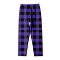 thumbnail image 2 of CPNG Girls and Boys Plaid Sleeping Pants Kids Elastic High Waist Soft Cotton Plaid Home Pants with Pockets(Purple,5-6 Years), 2 of 4