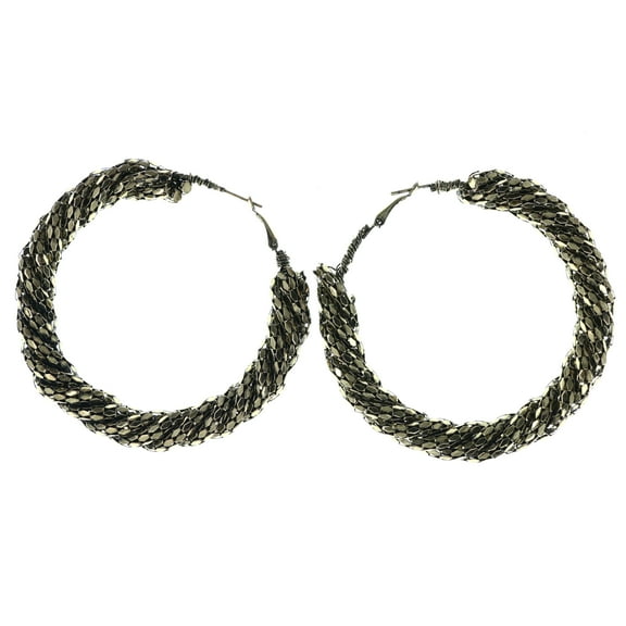 Antiqued Twist Hoop-Earrings Gold-Tone Color  #LQE4465