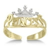 10kt Polished Yellow and Rhodium Gold "Princess" Toe Ring