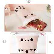 Friinder Cute Pen Pencil Telescopic Holder Pop Up Stationery Case, Stand-up Transformer Bag with Smile Face Dot