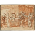 thumbnail image 2 of Claude Gillot 14x11 Gold Ornate Wood Frame and Double Matted Museum Art Print Titled - Scene from the Italian Comedy (1700), 2 of 4