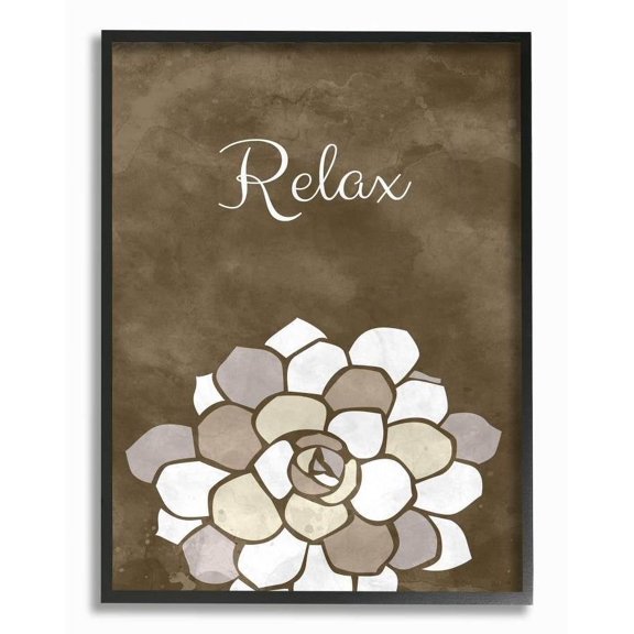 Stupell Industries Relax Mosaic Flower Brown Bathroom Design Framed Wall Art by Ziwei Li