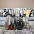 thumbnail image 2 of COMIO Super Soft Red Black Buffalo Plaid Check Elk Home Reindeer Flannel Blanket White, 2 of 6