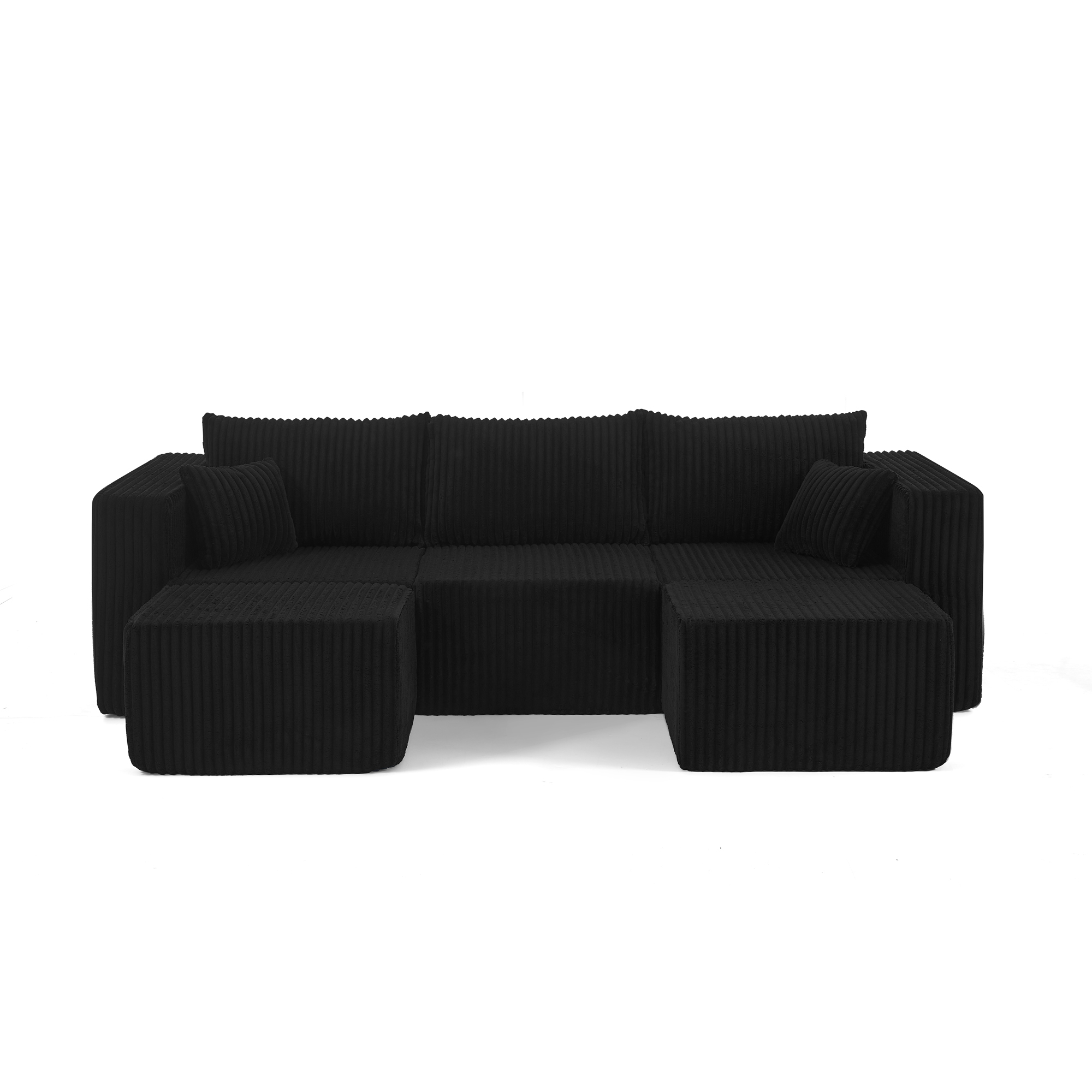 Leumius 94" U Shaped Sectional Sofa,Modular Sectional Couch,Cloud Sofa, Boneless Couch,No Assembly Required,Black