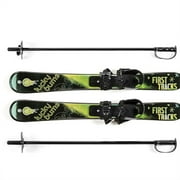 Lucky Bums Toddler Kids Beginner Plastic Snow Skis w/ Adjustable Bindings, Green