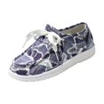 thumbnail image 3 of YOUYEDIAN Loafers for Women Versatile Round Toe Patchwork Print Fashion Slip On Comfy Lace-up Design Flats Casual Platform Outdoor Walking Shoes, 3 of 5