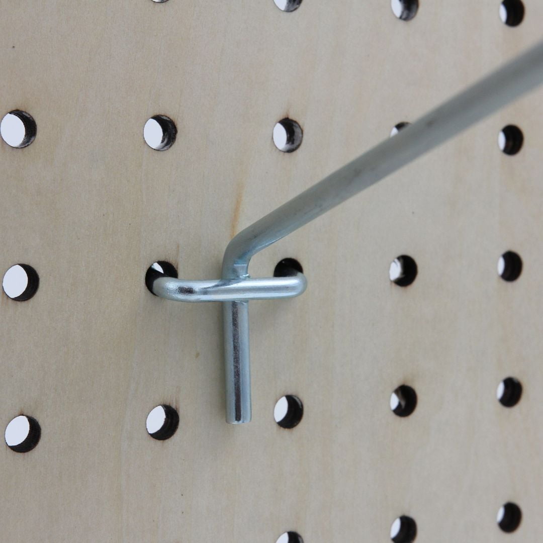 SSWBasics 8 inch Chrome Peg Hook for ⅛ inch or ¼ inch Pegboard - Case of 200- 8 inch