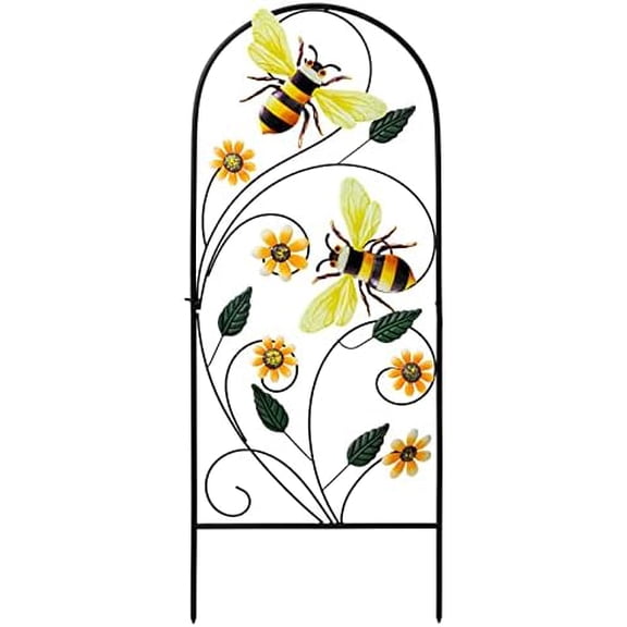 Garden Decor for Outside,  33 Inch Decorative Garden Stakes with Flowers Bees, Metal Spring Garden Decorations Yard Art for Outdoor Patio Yard Lawn Backyard