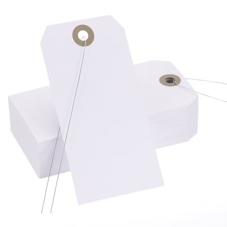 Uxcell Blank Shipping Tags Shipping Tags with Wire Manila Hang Label Tags with Reinforced Eyelet for Inventory Gift Label White 4-3/4"