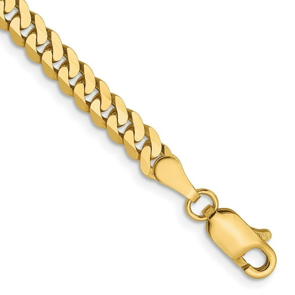Auriga Fine Jewelry 14K Yellow Gold 3.9mm Flat Beveled Curb Bracelet 7 inch for Women