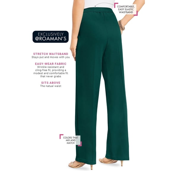Roaman's Women's Plus Size Wide Leg Bend Over Pant