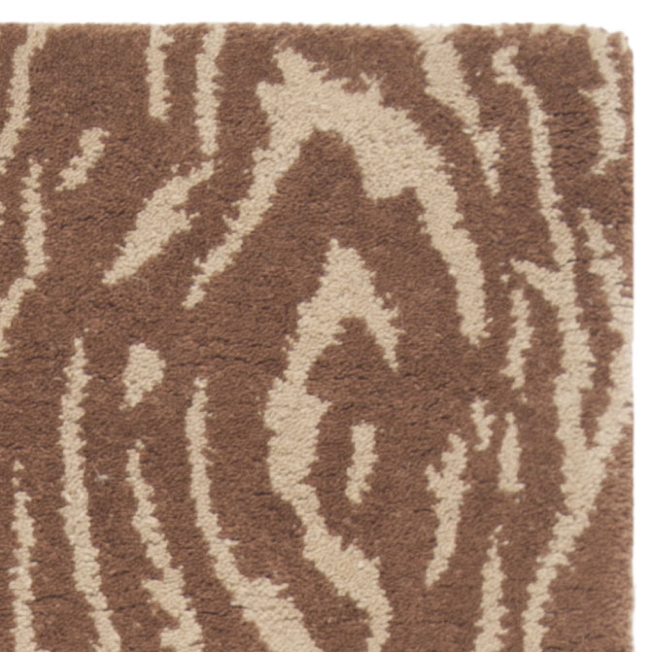 SAFAVIEH Martha Stewart Layered Faux Bois Woodworks Wool Area Rug, Sequoia, 4' x 6'