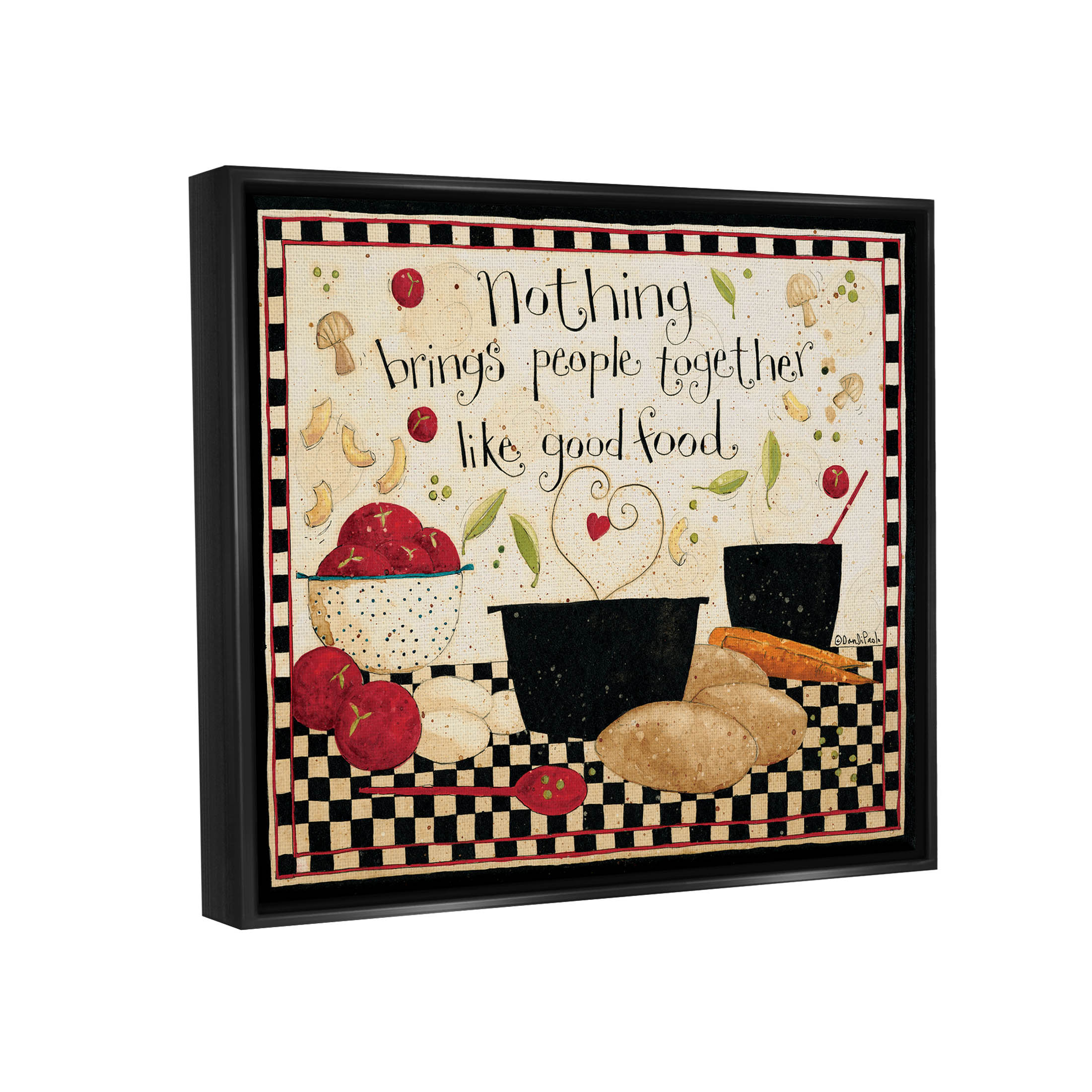 Good Food Brings People Together Phrase Food & Beverage Graphic Art Jet Black Framed Art Print Wall Art