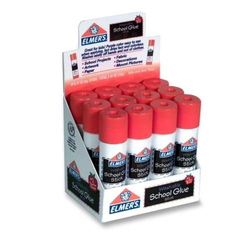 Elmer's Washable Nontoxic Glue Sticks 0.21 oz - 12 / Box - Purple