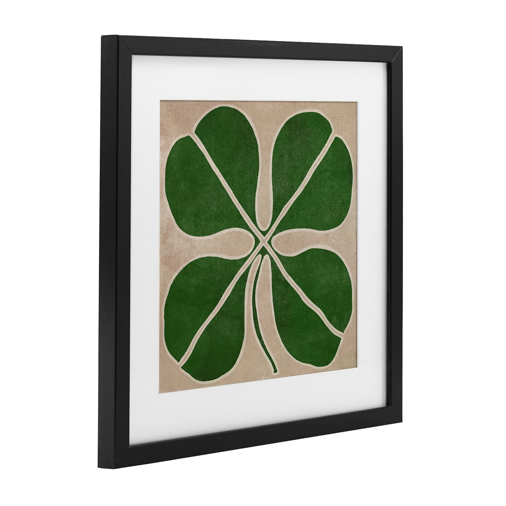 Four Leaf Symmetry Black Framed Print Under Glass, design by June Erica Vess