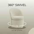 thumbnail image 2 of Kidol & Shellder Swivel Dining Chair with Solid Wood Frame Boucle Accent Chair with Back, Vanity Chair for Dressing Room, Comfy Living Room Seating, Easy Assembly, White 2PCS, 2 of 15
