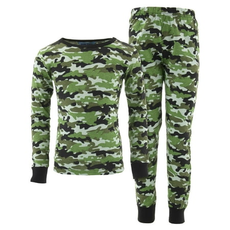 Green Christmas Pajama - Dead Tired Boys Green Camo Cotton Pajamas