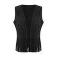 thumbnail image 6 of GEWSEY Women Boho Western Tassel Vest Open Front Suede Fringe Cardigan Sleeveless Jacket Vintage Hippie Outwear (Black, XXL), 6 of 7