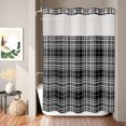 thumbnail image 2 of No Hook Shower Curtain, Buffalo Plaid Shower Curtains for Bathroom with See Through Top Window, Black White Gray Farmhouse Gingham Striped Waterproof & Washable Bath Curtain Extra Long 72"x84", 2 of 9