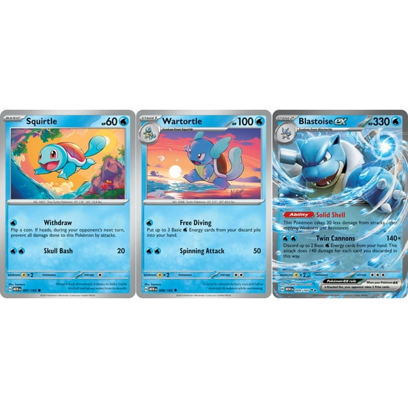 Lote de cartas de Pokémon Blastoise ex 009/165, doble raro
