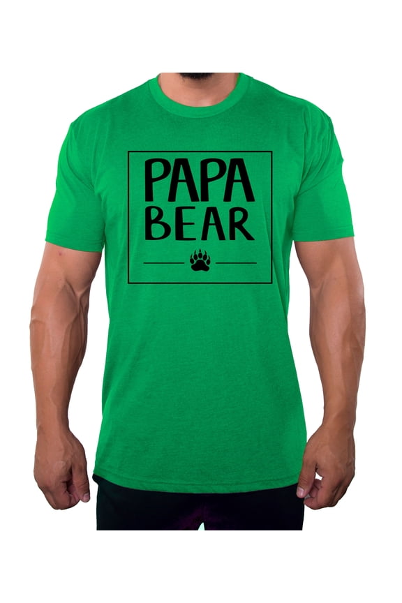 Men's Papa Bear Shirt with Bear Claw, Men's Shirts, Cool Shirts for Dad - Green MH200DAD S3 3XL