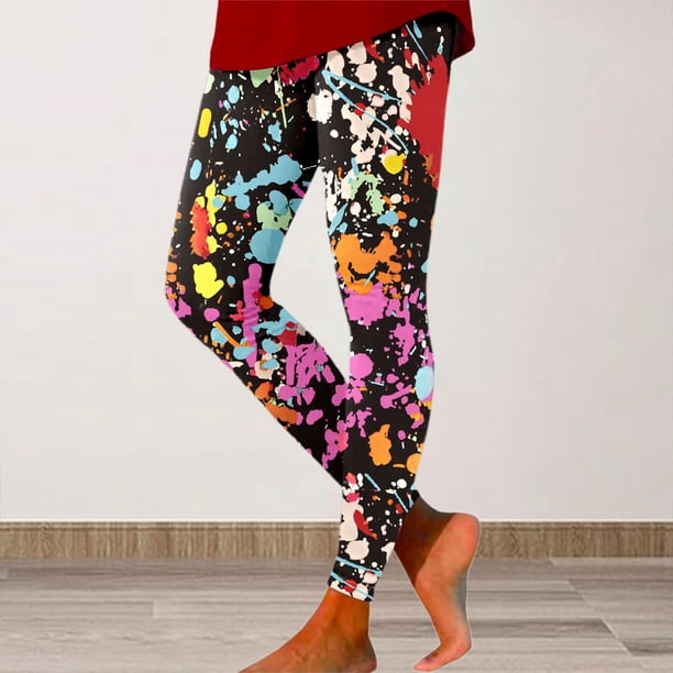 MKLEKYY Leggings deportivos para mujer, mallas deportivas elásticas con estampado colorido e informal de moda para yoga y fitness.