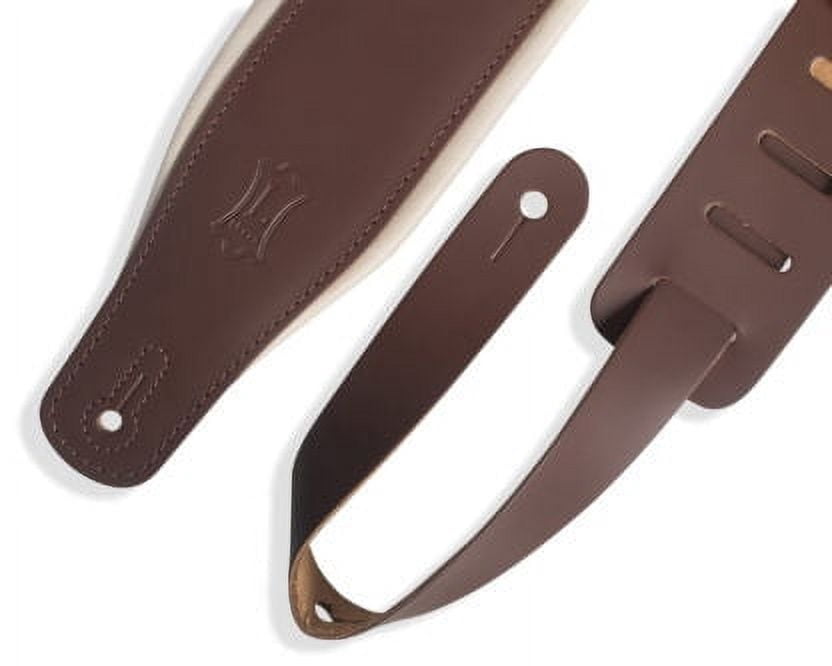 Levy's M26PD 3" Wide Top Grain Leather Guitar Strap Brown Cream