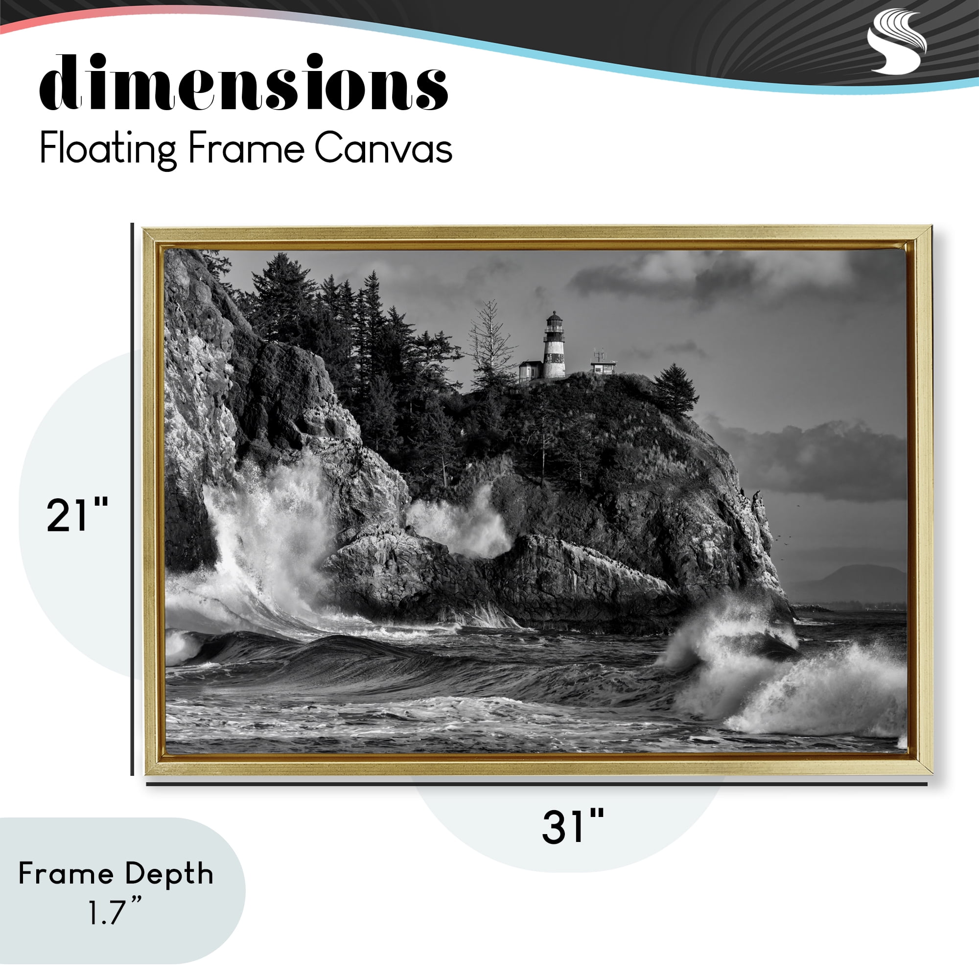 Stupell Industries Rising Tide at Cape Gold Framed Floater Canvas Wall Art, design by Rick Berk