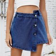 thumbnail image 7 of YYUIJK Denim Skort Skirts Women Casual Mini Jean Skirt Stretch Low Waisted Jean Skirt for Women Zip Fly Denim Skirt, 7 of 7