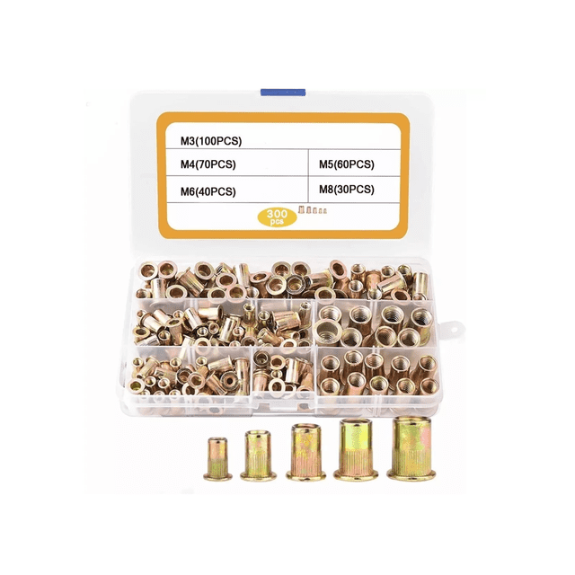 300 Tuercas Remachables De Acero Carbono M3 M4 M5 M6 M8 Caja
