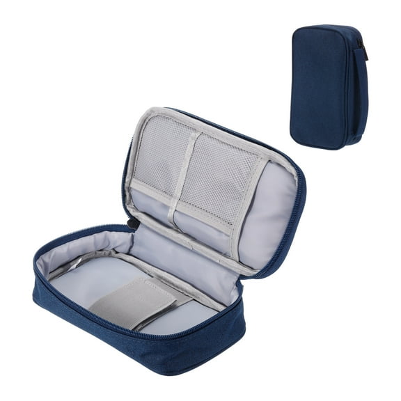 Uxcell Electronic Organizer Case Travel Cable Bag Single Layer Waterproof Case for Cable,Navy 200x120x53mm