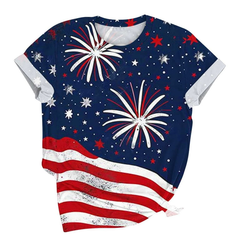 トップス BROCHURE FLAG SHIRTS asdoklhq Oversized July 4th Shirts American Flag Tshirts