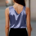 thumbnail image 5 of Otntypg Women's Silk Satin Camisole Tank Tops Trendy Solid Color Dressy Casual V Neck Pleated Sleeveless Tunic Blouses Summer Business Work Shirts Navy M, 5 of 9