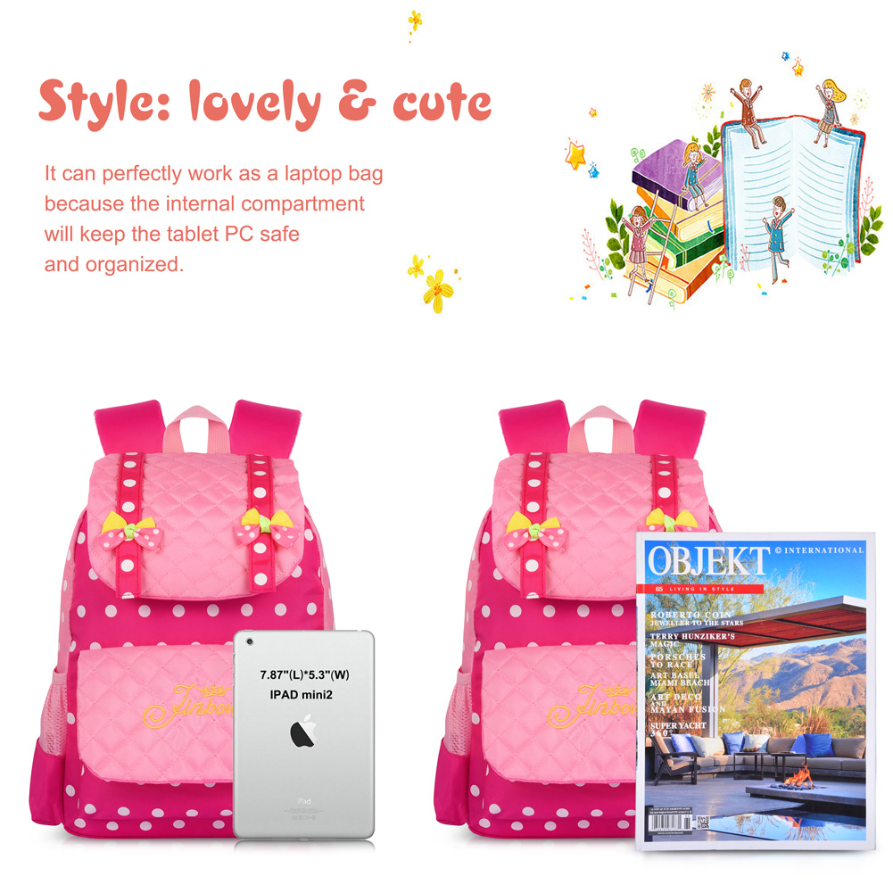 Vbiger School Backpack for Girls - Practical Student Shoulders Bag Multi-functional Nylon School Bag Daypack for Primary School Students - Red - image 5 of 11