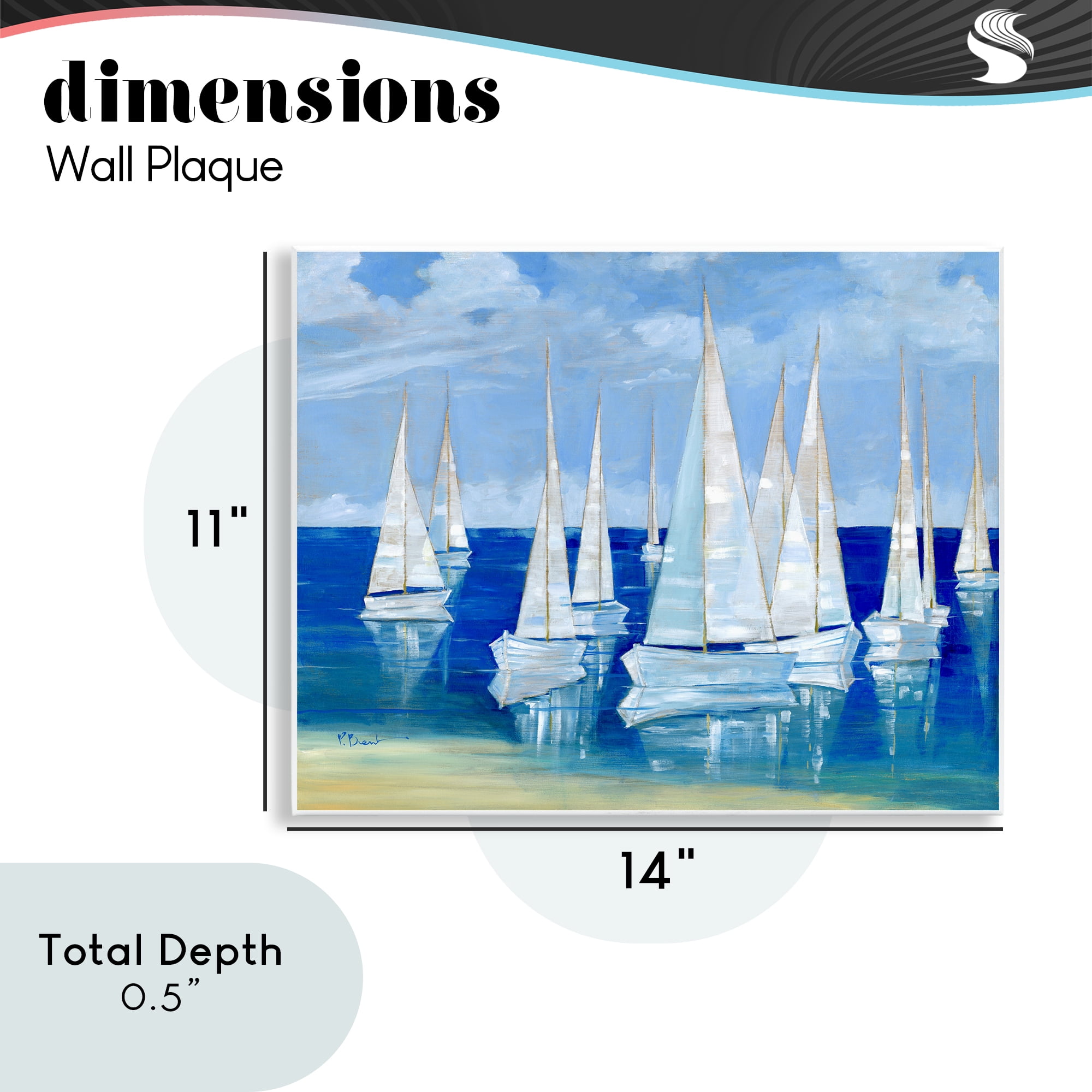 Stupell Industries Blanco Beach Sailboats Wall Plaque Art, design by Paul Brent
