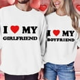 thumbnail image 2 of Telankuip I Heart My Boyfriend Sweatshirts I Love My Girlfriend Sweatshirt for Valentine's Day Gift Crewneck Long Sleeve Loose Comfy Pullover Tops Letter Print Winter Outfits White XL, 2 of 4