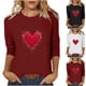 thumbnail image 1 of RKSTN Valentine's Day 3/4 Sleeve Tops for Women Oversized Crewneck Valentines Graphic Print Short Sleeve T Shirt Womens Casual Solid Round Neck Loose Comfy Three Quarter Sleeve Shirt Spring Clothes, 1 of 7