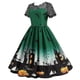 thumbnail image 2 of Vestido informal con cuello redondo y manga corta con estampado de moda de Halloween para mujer, 2 of 4