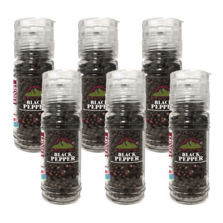 SALT 84 Black Pepper Grinder, Dried Natural Whole peppercorns, 1.76oz/Each Pack of 6