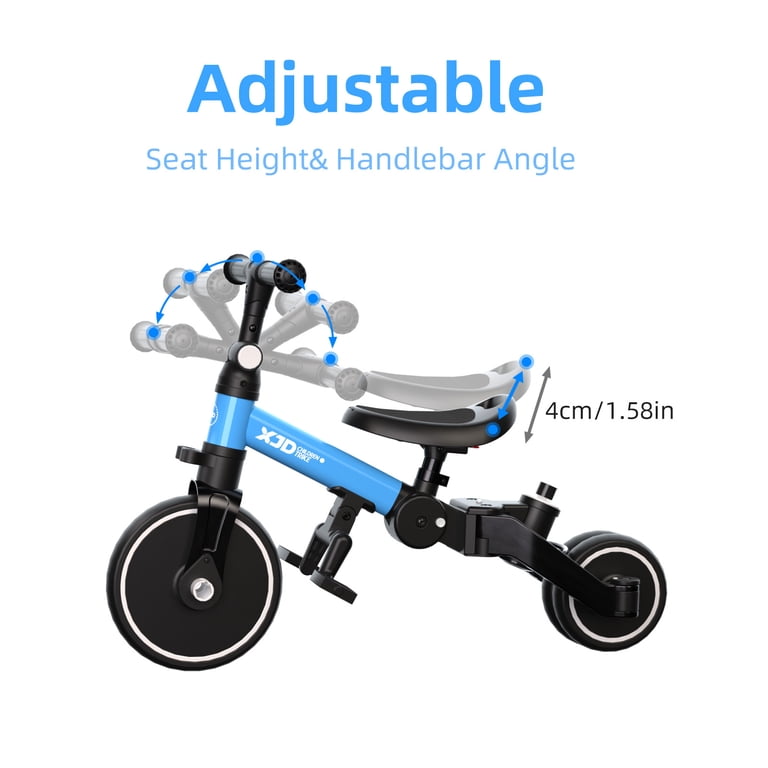 XJD 7-in-1 Toddler Bike with Push Handle, Adjustable Seat