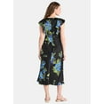 thumbnail image 2 of Time and Tru Women's and Women’s Plus Silky Satin Midi Dress with Flutter Sleeves, Sizes XS-4X, 2 of 5