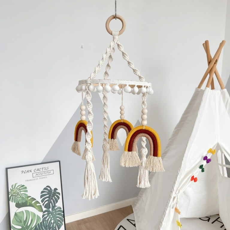 1pack Rainbow Baby Mobile,Boho Macrame Baby Mobile Hanging Decor