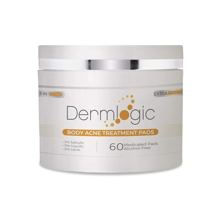 Dermlogic Acne Treatment Pads-Contains Glycolic, Lactic, Salicylic Acid. Eliminates Oily Skin, Clogged Pores & Cystic Breakouts. Removes Dark Spots, Whitehead & Blackhead Pimples for Face &