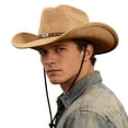 thumbnail image 5 of BRICH Cowboy Hats for Women Men Wide Brim Western Cowboy Hat Classic Roll up Resistant Felt Rancher Hats 04-Khaki One Size, 5 of 5