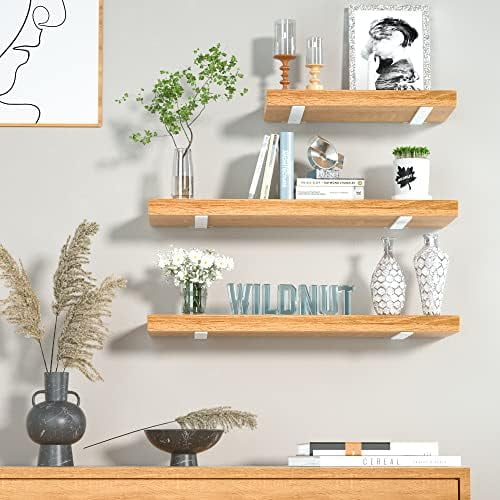 6 Pack Floating Shelf Bracket 12 Inch, Heavy Duty Hidden L Brackets, DIY Rustic Industrial Shelf Brackets with Modern Iron Finish(White)