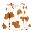 thumbnail image 7 of Womens Blouses Dqueduo Women's Cow Print V Neck Long Sleeve Casual Loose Blouse Shirt, 7 of 7