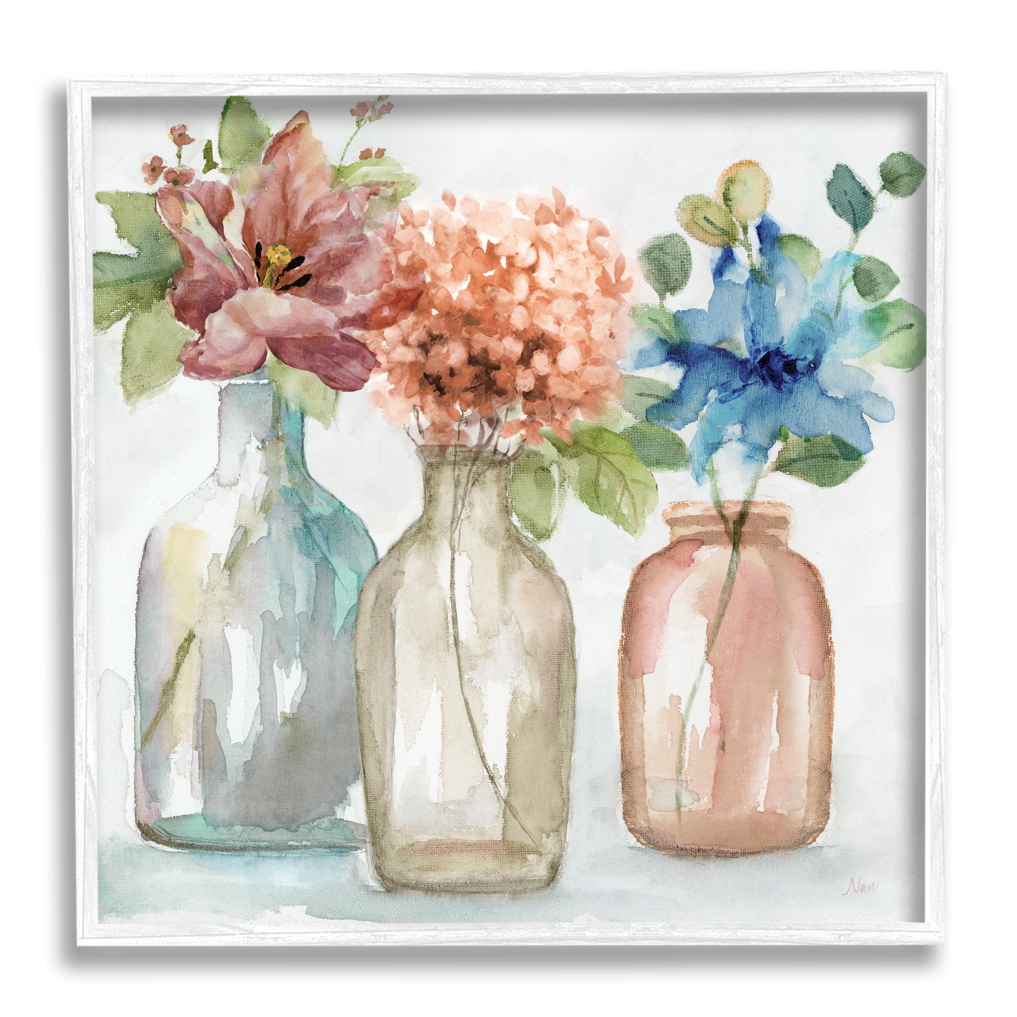 Stupell Industries Floral Vase Botanical Arrangement Watercolor Design, 17 x 17, Design by Nan