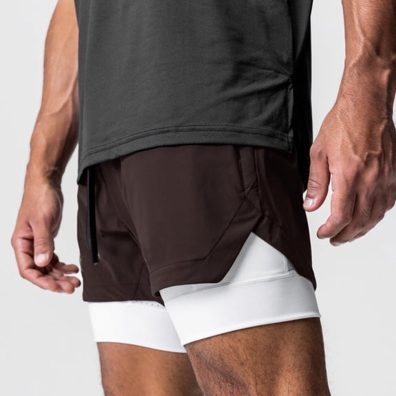 LYMAYTER Men's 2-in-1 Shorts Basketball Athletic Running Quick-Dry Layered Shorts for S-3XL