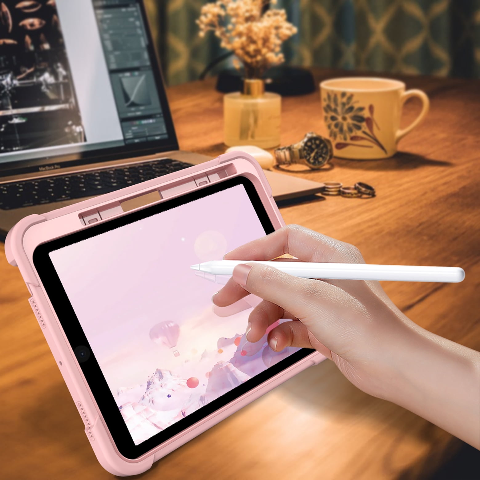 Feishell Case for Apple iPad 10th Generation 10.9 inch (2022),Three Layer Protection Shockproof Hybrid Armor Heavy Duty Rugged Kickstand Protective Cover with Built-in Pencil Holder,Rosegold